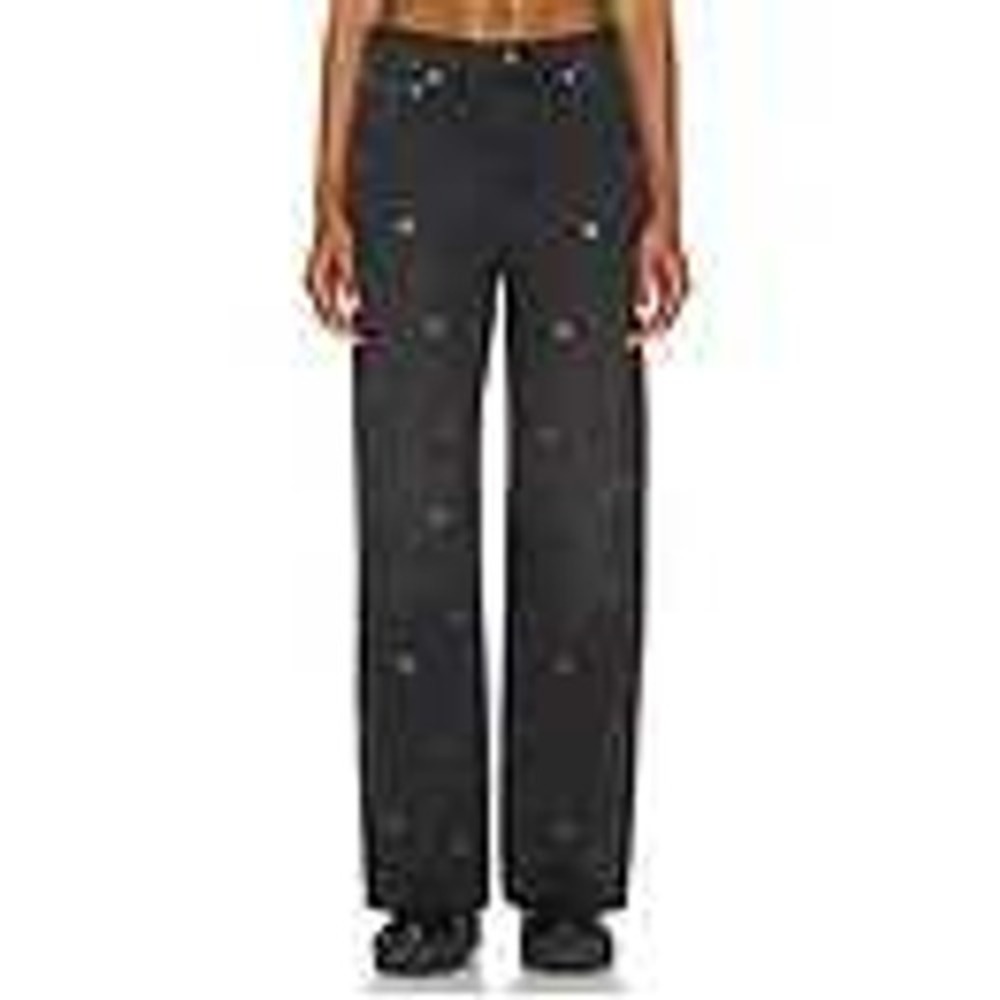 NWT Pistola Hendrix High Rise Wide Leg Baggy Grommet Jeans Glamour Black 31 NEW